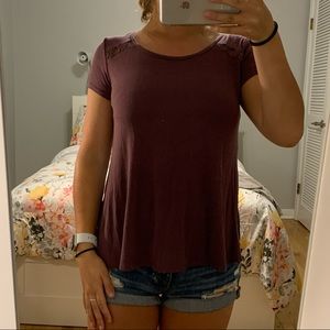 Top with lace back cutout